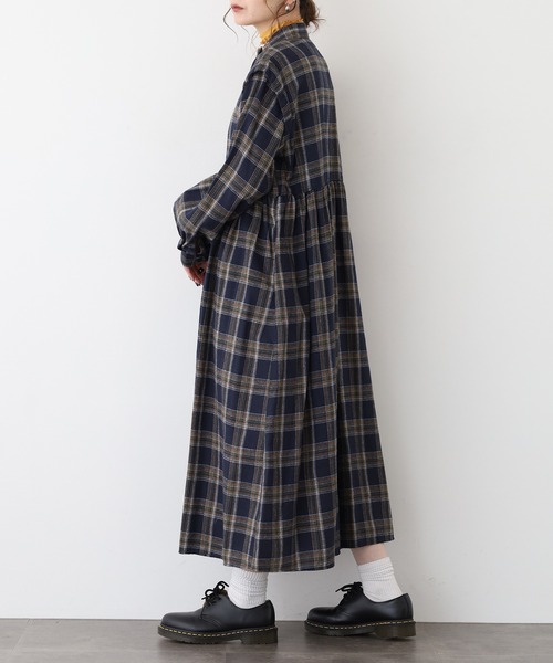 A.N.L(エーエヌエル レーベル)の「A.N.L タータンチェック柄前開きワンピース(シャツワンピース・レディース・ブラック/ネイビー・38)」の11枚目の写真