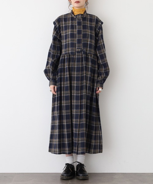A.N.L(エーエヌエル レーベル)の「A.N.L タータンチェック柄前開きワンピース(シャツワンピース・レディース・ブラック/ネイビー・38)」の12枚目の写真