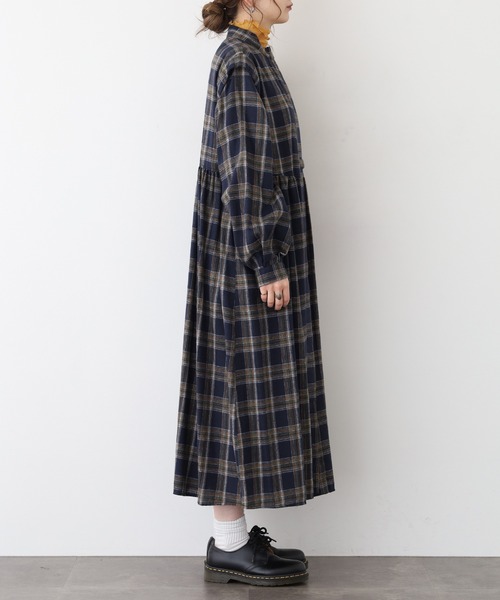 A.N.L(エーエヌエル レーベル)の「A.N.L タータンチェック柄前開きワンピース(シャツワンピース・レディース・ブラック/ネイビー・38)」の13枚目の写真