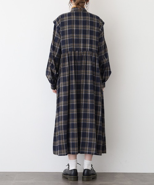 A.N.L(エーエヌエル レーベル)の「A.N.L タータンチェック柄前開きワンピース(シャツワンピース・レディース・ブラック/ネイビー・38)」の14枚目の写真