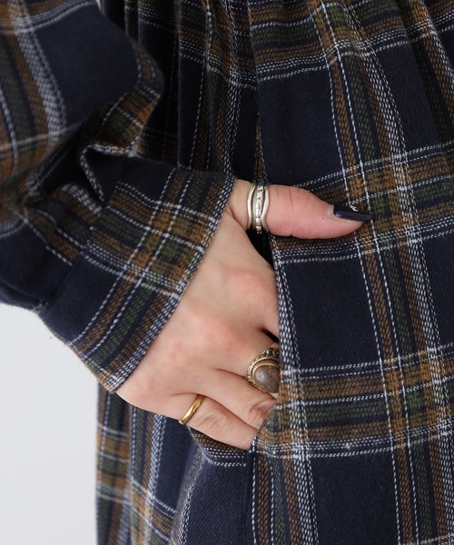 A.N.L(エーエヌエル レーベル)の「A.N.L タータンチェック柄前開きワンピース(シャツワンピース・レディース・ブラック/ネイビー・38)」の19枚目の写真