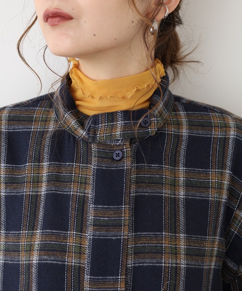 A.N.L(エーエヌエル レーベル)の「A.N.L タータンチェック柄前開きワンピース(シャツワンピース・レディース・ブラック/ネイビー・38)」の15枚目の写真