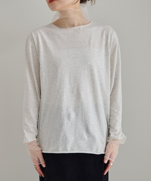 PUAL CE CIN(ピュアルセシン)の「チュールドッキングレイヤードカットソー(Tシャツ/カットソー・レディース・ブラック/ライトグレー・FREE)」の18枚目の写真
