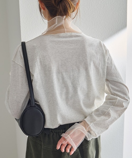 PUAL CE CIN(ピュアルセシン)の「チュールドッキングレイヤードカットソー(Tシャツ/カットソー・レディース・ブラック/ライトグレー・FREE)」の5枚目の写真