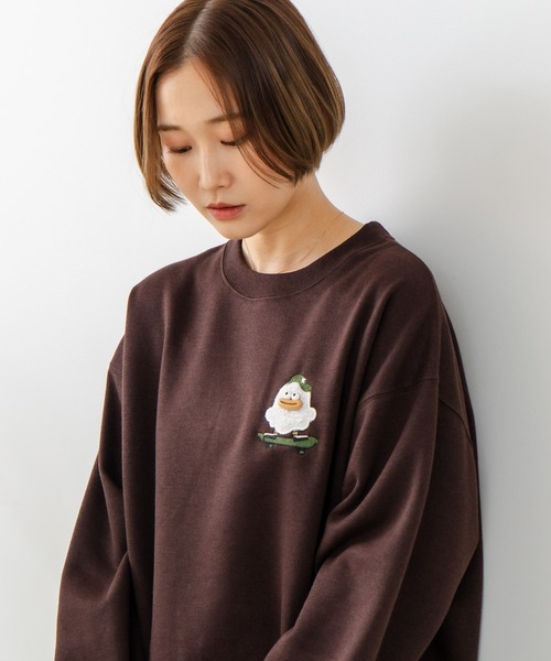 fort point(フォーポイント)の「【C-FORT POINT/フォートポイント】オバケスケボー 刺繍トレーナー(スウェット・レディース・ブラウン/チャコールグレー/ライトグレー・FREE)」の3枚目の写真
