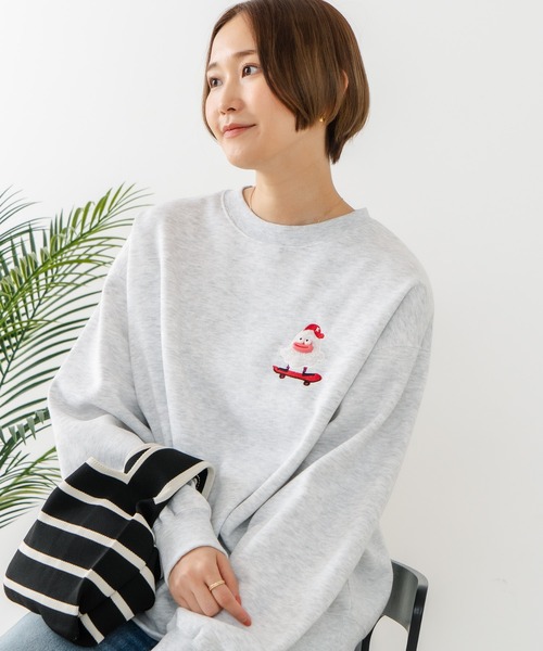 fort point(フォーポイント)の「【C-FORT POINT/フォートポイント】オバケスケボー 刺繍トレーナー(スウェット・レディース・ブラウン/チャコールグレー/ライトグレー・FREE)」の16枚目の写真