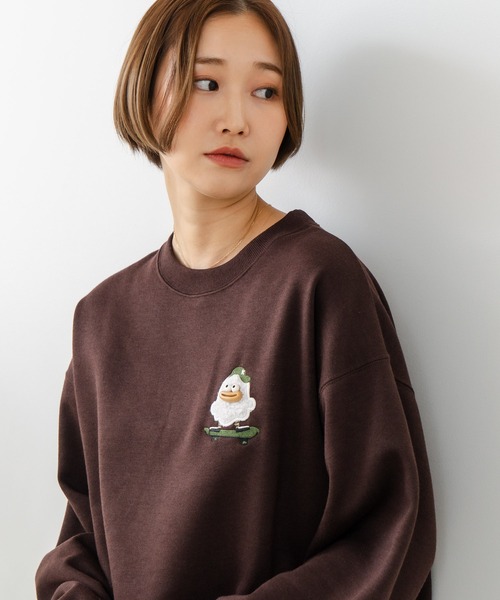 fort point(フォーポイント)の「【C-FORT POINT/フォートポイント】オバケスケボー 刺繍トレーナー(スウェット・レディース・ブラウン/チャコールグレー/ライトグレー・FREE)」の9枚目の写真