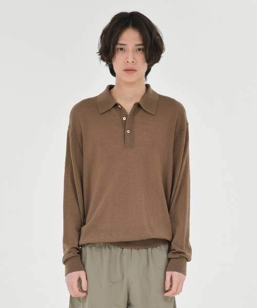 BROWNYARD(ブラウンヤード)の「ニットピケシャツ、ブラウン(ニット/セーター・メンズ・その他・3/4/5)」の3枚目の写真