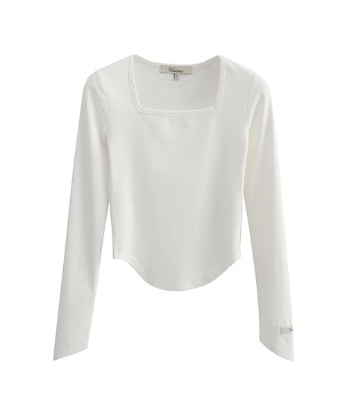 Vivacious(ビバシャス)の「Square Neck Tee_2Colors(Tシャツ/カットソー・レディース・ホワイト/ブラック・SMALL/MEDIUM)」の2枚目の写真