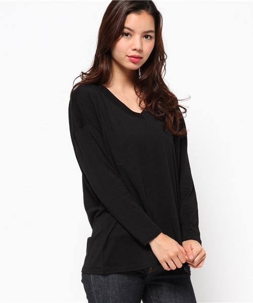 MOUSSY(マウジー)の「ERI LOOSE V/N TEE(Tシャツ/カットソー・レディース・ホワイト/ブラック/ベージュ/オレンジ/ライトブルー/ライトピンク・FREE)」の17枚目の写真