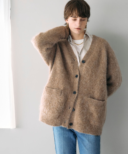 N.O.R.C（ノーク）の「アルパカシャギーニットカーディガン（カーディガン/ボレロ・レディース・グレー/ブラウン/ネイビー・フリー）」の7枚目の写真