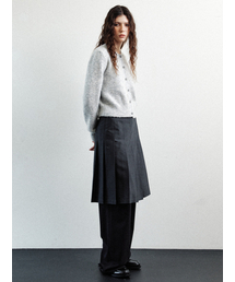 wool pleat layered skirt (charcoal)