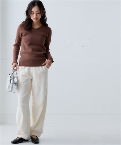 nissen（ニッセン）の「綿100％裏起毛バレルレッグシルエットスウェットパンツ＜大きいサイズ有＞（その他パンツ・レディース・アイボリー/ブラック/杢グレー・4L/5L/8L/10L/6L/LL/S/M/L/3L）」の16枚目の写真