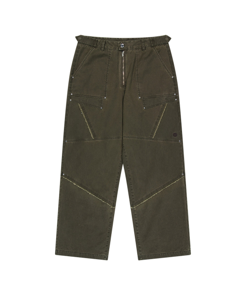 Structured Cotton Washed Pants - Brown