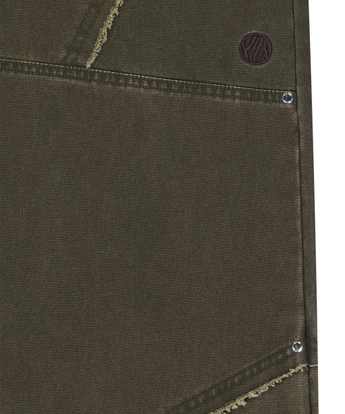 Structured Cotton Washed Pants - Brown