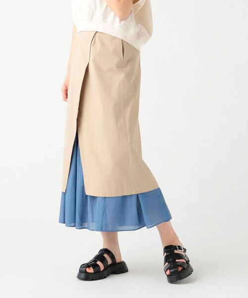 BEAMS HEART(ビームスハート)の「異素材 重ね タイトスカート(スカート・レディース・ブラック/オリーブ/ベージュ・FREE)」の2枚目の写真