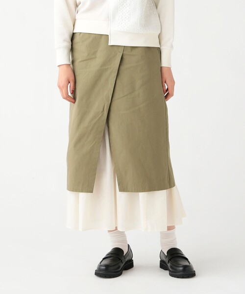 BEAMS HEART(ビームスハート)の「異素材 重ね タイトスカート(スカート・レディース・ブラック/オリーブ/ベージュ・FREE)」の3枚目の写真