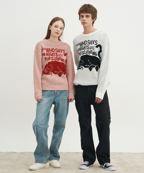 BLOND9(ブロンドナイン)の「ソフトキャットジャカードラウンドニット_ピンク(ニット/セーター・レディース・その他・SMALL/LARGE/X-LARGE/XX-LARGE/X-SMALL)」の5枚目の写真