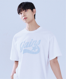 [クールコットン] オリジナルスターロゴTシャツ_ホワイト/スカイブルー