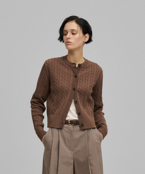 ANOTHER OFFICE WOMEN(アナザー オフィス ウーマン)の「w. Current Cable Cardigan (Mild Brown)(カーディガン/ボレロ・レディース・その他・0)」の1枚目の写真