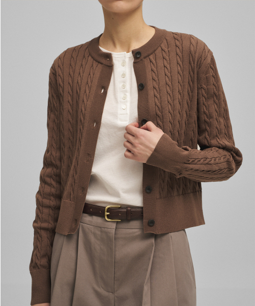 ANOTHER OFFICE WOMEN(アナザー オフィス ウーマン)の「w. Current Cable Cardigan (Mild Brown)(カーディガン/ボレロ・レディース・その他・0)」の4枚目の写真