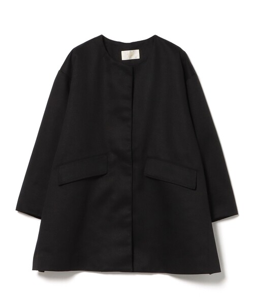 BEAMS HEART（ビームスハート）の「撥水 ノーカラー ハーフコート（ノーカラーコート・レディース・ブラック/ベージュ・FREE）」の6枚目の写真