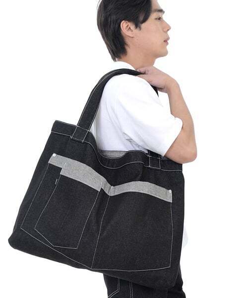SAINTCREW(セントクルー)の「ウォーカー&ビルダーメガビックデニムショルダーバッグWBM-109ブラックWHS(エコバッグ/サブバッグ・メンズ・その他・フリー)」の1枚目の写真