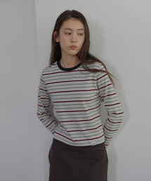 BUT'TON（ボッタン）の「Stripe T-Shirt (Ivory)（Tシャツ/カットソー）」