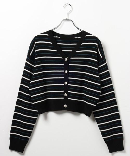 PAGEBOY（ページボーイ）の「マルチボーダーニットカーディガン（Tシャツ/カットソー・レディース・ブラック/オフホワイト/イエロー・FREE）」の13枚目の写真