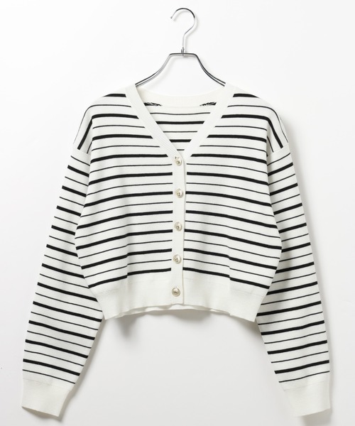 PAGEBOY（ページボーイ）の「マルチボーダーニットカーディガン（Tシャツ/カットソー・レディース・ブラック/オフホワイト/イエロー・FREE）」の10枚目の写真