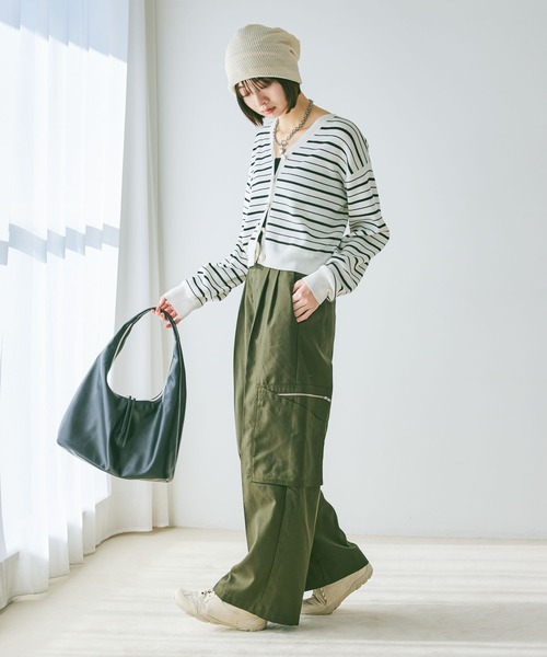 PAGEBOY（ページボーイ）の「マルチボーダーニットカーディガン（Tシャツ/カットソー・レディース・ブラック/オフホワイト/イエロー・FREE）」の7枚目の写真