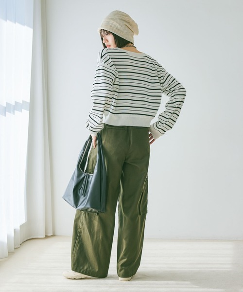 PAGEBOY（ページボーイ）の「マルチボーダーニットカーディガン（Tシャツ/カットソー・レディース・ブラック/オフホワイト/イエロー・FREE）」の6枚目の写真