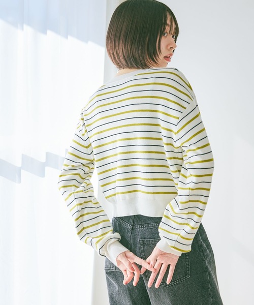 PAGEBOY（ページボーイ）の「マルチボーダーニットカーディガン（Tシャツ/カットソー・レディース・ブラック/オフホワイト/イエロー・FREE）」の18枚目の写真