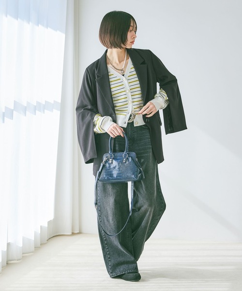 PAGEBOY（ページボーイ）の「マルチボーダーニットカーディガン（Tシャツ/カットソー・レディース・ブラック/オフホワイト/イエロー・FREE）」の22枚目の写真