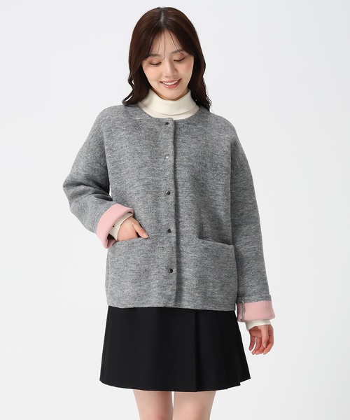 31 Sons de mode（トランテアン　ソン　ドゥ　モード）の「2025秋冬新作 配色ニットカーディガン（カーディガン/ボレロ・レディース・チャコールグレー/アイボリー/ネイビー・ﾌﾘ-）」の14枚目の写真