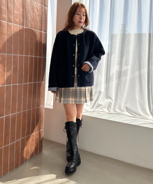 31 Sons de mode（トランテアン　ソン　ドゥ　モード）の「2025秋冬新作 配色ニットカーディガン（カーディガン/ボレロ・レディース・チャコールグレー/アイボリー/ネイビー・ﾌﾘ-）」の6枚目の写真