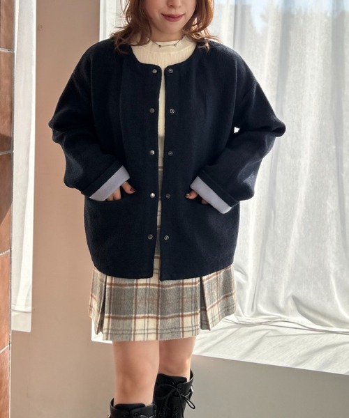 31 Sons de mode（トランテアン　ソン　ドゥ　モード）の「2025秋冬新作 配色ニットカーディガン（カーディガン/ボレロ・レディース・チャコールグレー/アイボリー/ネイビー・ﾌﾘ-）」の8枚目の写真