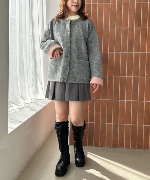 31 Sons de mode（トランテアン　ソン　ドゥ　モード）の「2025秋冬新作 配色ニットカーディガン（カーディガン/ボレロ・レディース・チャコールグレー/アイボリー/ネイビー・ﾌﾘ-）」の5枚目の写真