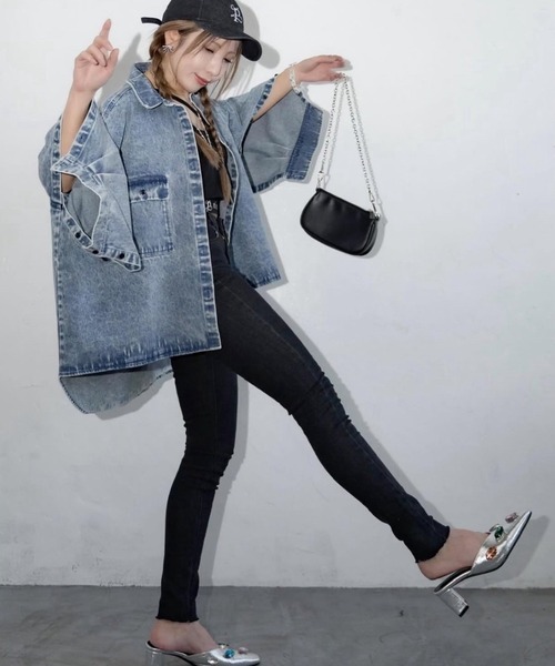 merrylatte（メリーラテ）の「ウォッシュヘムストレッチスキニーデニムPT【Primaras】（デニムパンツ・レディース・ブラック・L/M/S）」の6枚目の写真