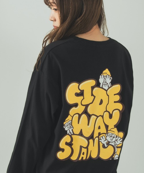 En serio TOKYO（エンソリオトーキョー）の「【SIDEWAYSTANCE】長袖キャラロゴプリントTシャツ（Tシャツ/カットソー・メンズ・ブルー系その他/ホワイト系その他/イエロー系その他/カーキ/ブラック系その他/グレー・MEDIUM/LARGE/SMALL/X-LARGE）」の3枚目の写真