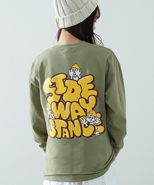 En serio TOKYO（エンソリオトーキョー）の「【SIDEWAYSTANCE】長袖キャラロゴプリントTシャツ（Tシャツ/カットソー・メンズ・ブルー系その他/ホワイト系その他/イエロー系その他/カーキ/ブラック系その他/グレー・MEDIUM/LARGE/SMALL/X-LARGE）」の4枚目の写真