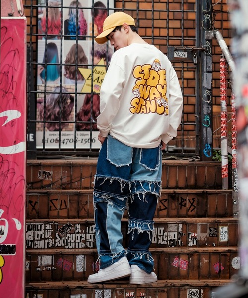 En serio TOKYO（エンソリオトーキョー）の「【SIDEWAYSTANCE】長袖キャラロゴプリントTシャツ（Tシャツ/カットソー・メンズ・ブルー系その他/ホワイト系その他/イエロー系その他/カーキ/ブラック系その他/グレー・MEDIUM/LARGE/SMALL/X-LARGE）」の21枚目の写真