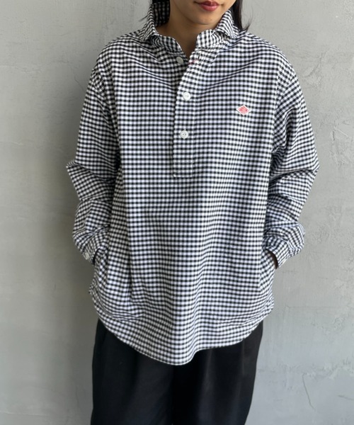 DANTON（ダントン）の「[DANTON/ダントン] ラウンドカラー オックスフォードプルオーバーシャツ(チェック)（シャツ/ブラウス・レディース・ブラック・40/38/42）」の3枚目の写真