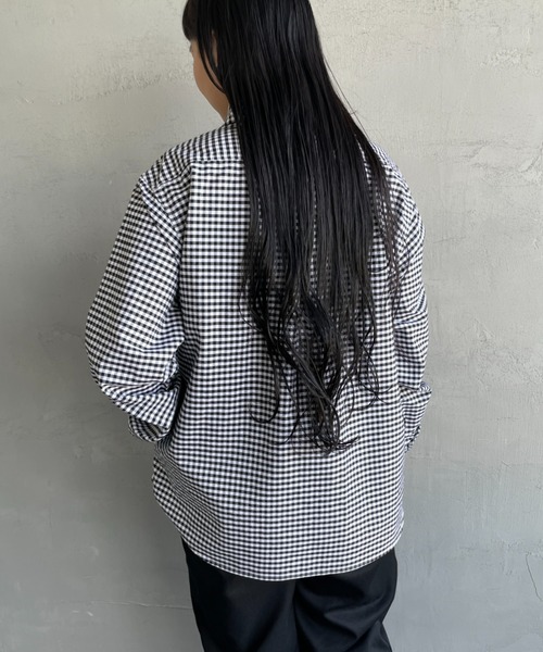 DANTON（ダントン）の「[DANTON/ダントン] ラウンドカラー オックスフォードプルオーバーシャツ(チェック)（シャツ/ブラウス・レディース・ブラック・40/38/42）」の5枚目の写真