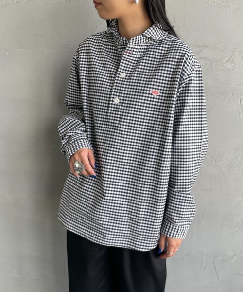DANTON（ダントン）の「[DANTON/ダントン] ラウンドカラー オックスフォードプルオーバーシャツ(チェック)（シャツ/ブラウス・レディース・ブラック・40/38/42）」の6枚目の写真