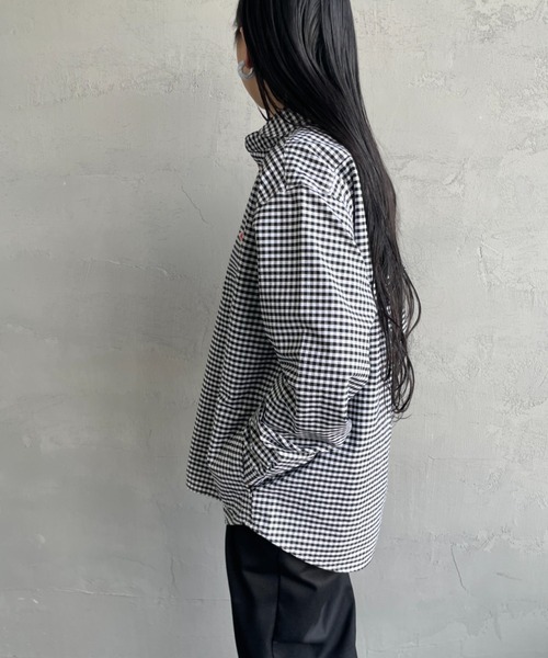 DANTON（ダントン）の「[DANTON/ダントン] ラウンドカラー オックスフォードプルオーバーシャツ(チェック)（シャツ/ブラウス・レディース・ブラック・40/38/42）」の7枚目の写真
