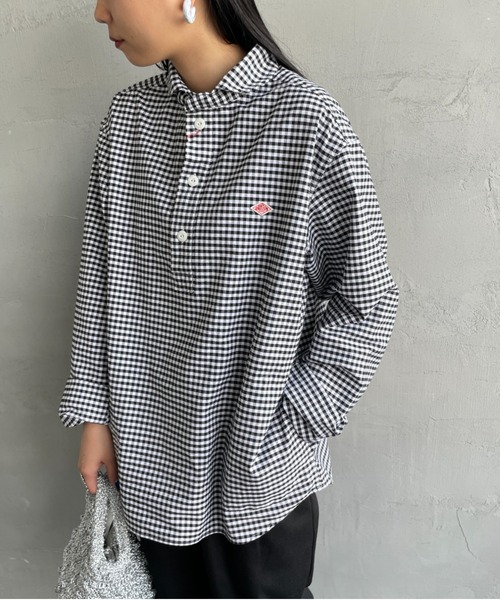 DANTON（ダントン）の「[DANTON/ダントン] ラウンドカラー オックスフォードプルオーバーシャツ(チェック)（シャツ/ブラウス・レディース・ブラック・40/38/42）」の9枚目の写真