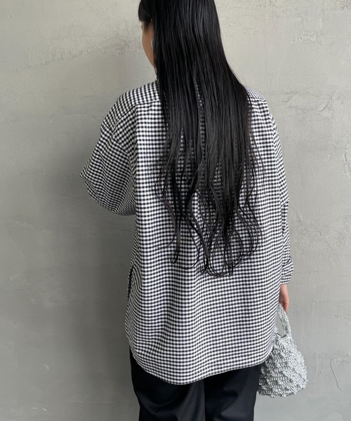 DANTON（ダントン）の「[DANTON/ダントン] ラウンドカラー オックスフォードプルオーバーシャツ(チェック)（シャツ/ブラウス・レディース・ブラック・40/38/42）」の11枚目の写真