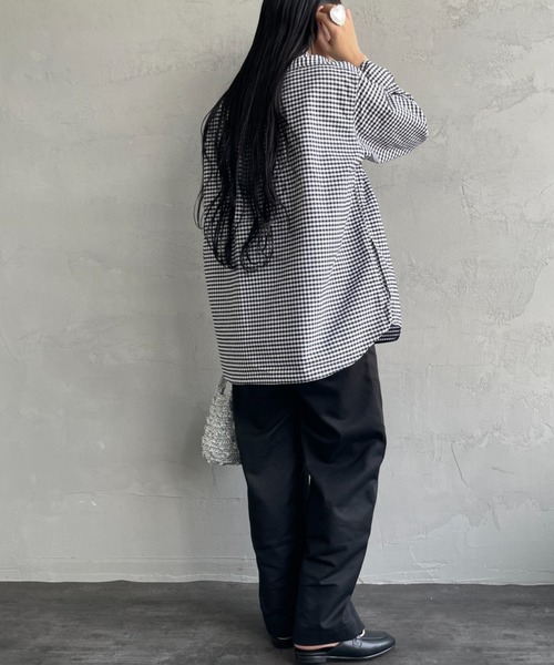 DANTON（ダントン）の「[DANTON/ダントン] ラウンドカラー オックスフォードプルオーバーシャツ(チェック)（シャツ/ブラウス・レディース・ブラック・40/38/42）」の14枚目の写真