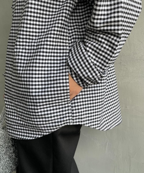 DANTON（ダントン）の「[DANTON/ダントン] ラウンドカラー オックスフォードプルオーバーシャツ(チェック)（シャツ/ブラウス・レディース・ブラック・40/38/42）」の17枚目の写真